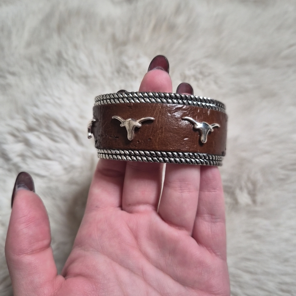 Brown Leather Bracelet with Silver Accents - Picture 10 of 12